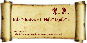 Nádudvari Mátyás névjegykártya
