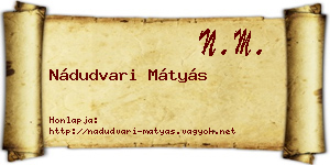 Nádudvari Mátyás névjegykártya